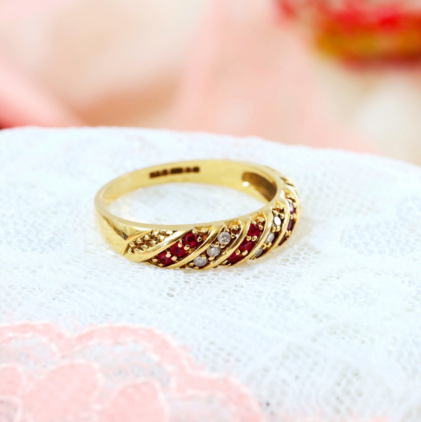 Vintage Date 1991 Ruby & Diamond Band Ring