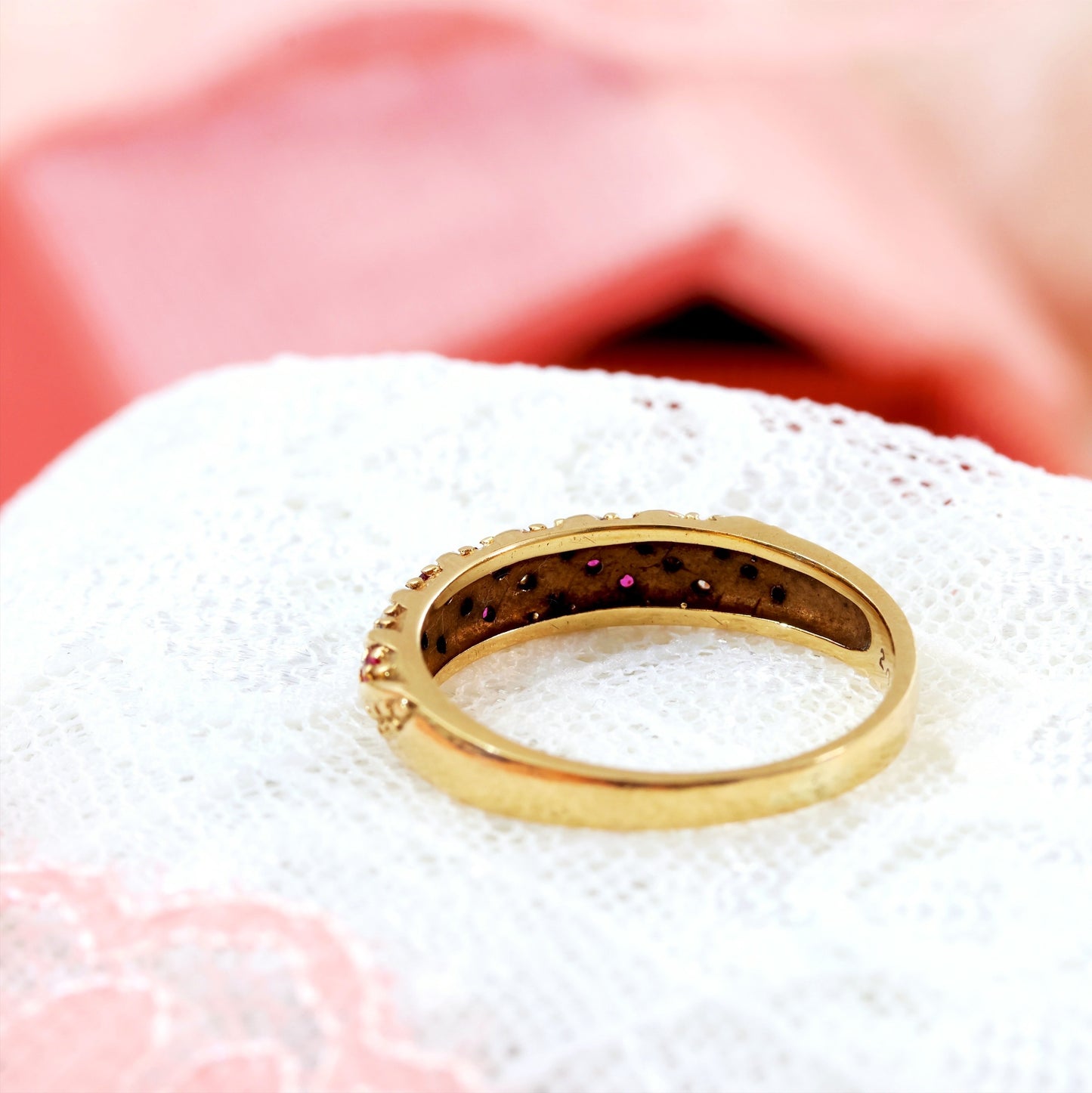 Vintage Date 1991 Ruby & Diamond Band Ring