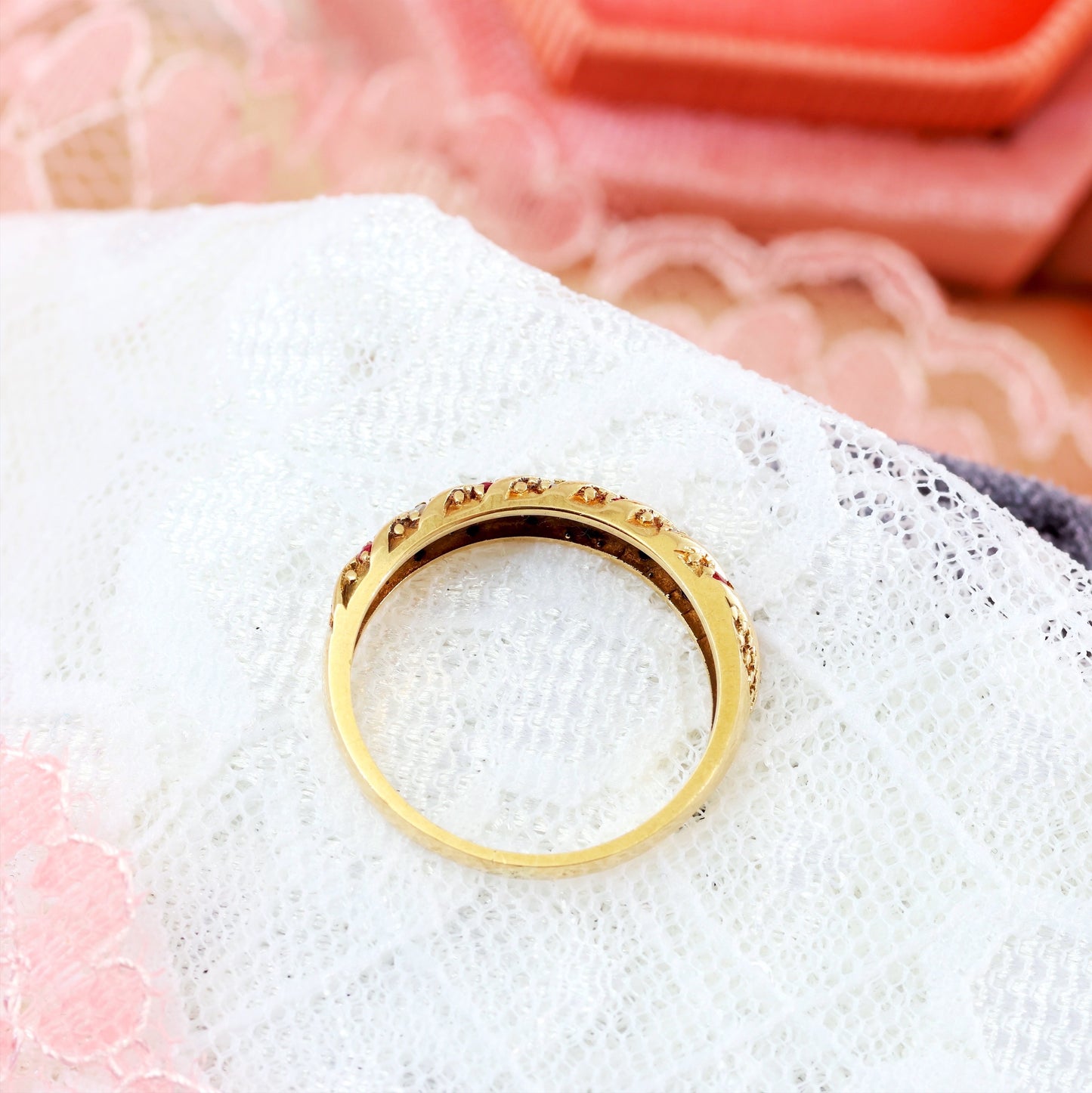 Vintage Date 1991 Ruby & Diamond Band Ring