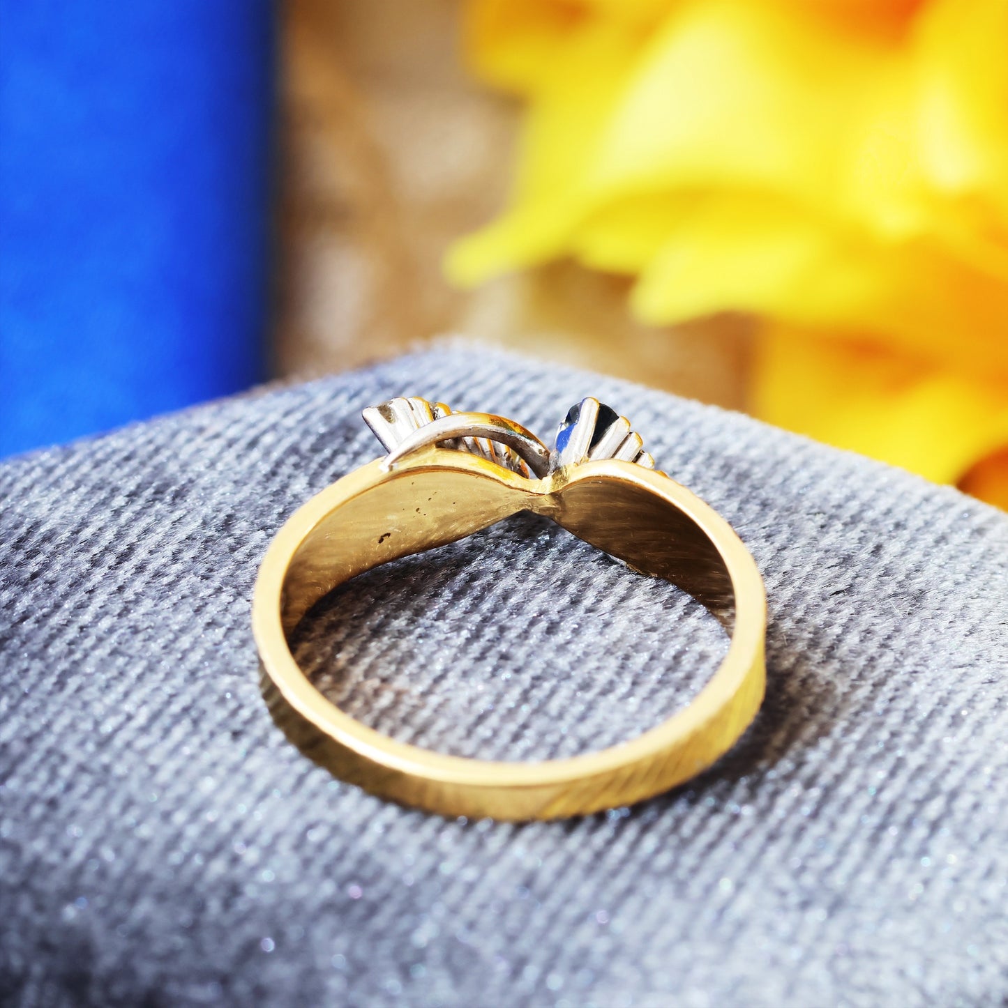 Stylish Date 1970 Sapphire & Diamond Ring
