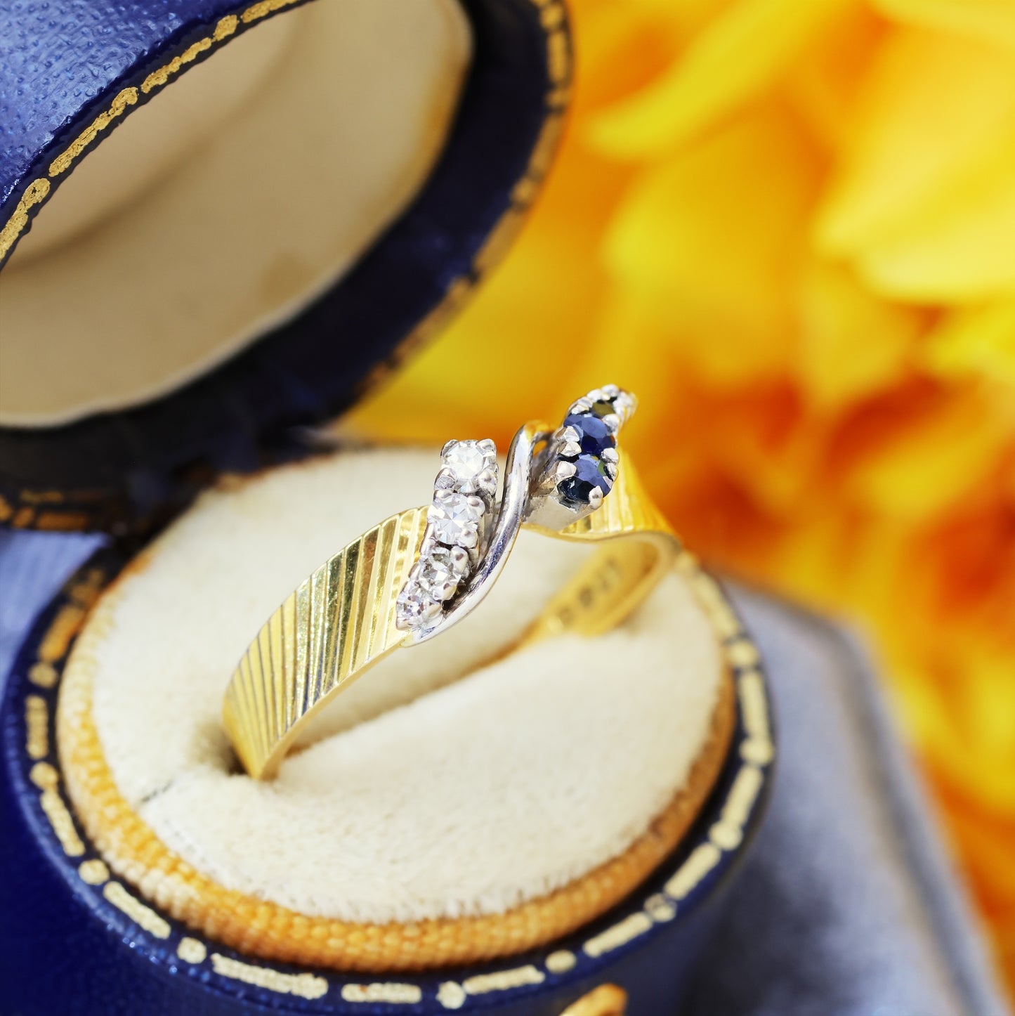 Stylish Date 1970 Sapphire & Diamond Ring