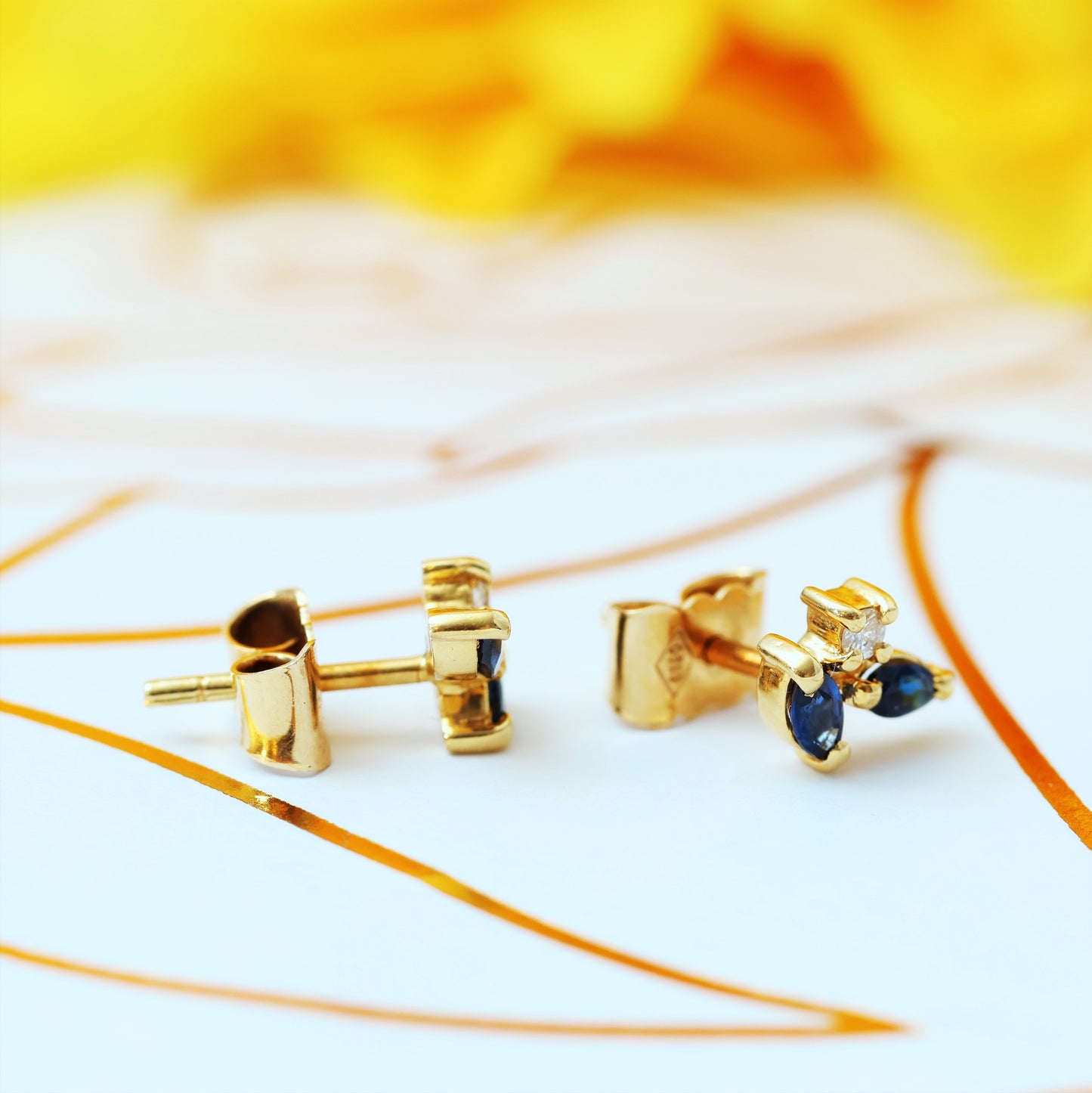 CUTE! Vintage 1980's Sapphire & Diamond Earrings