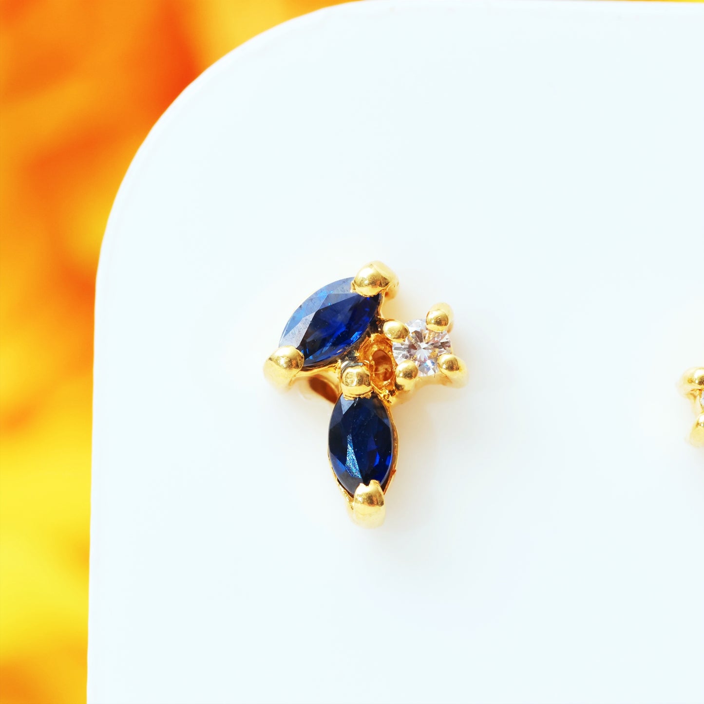 CUTE! Vintage 1980's Sapphire & Diamond Earrings
