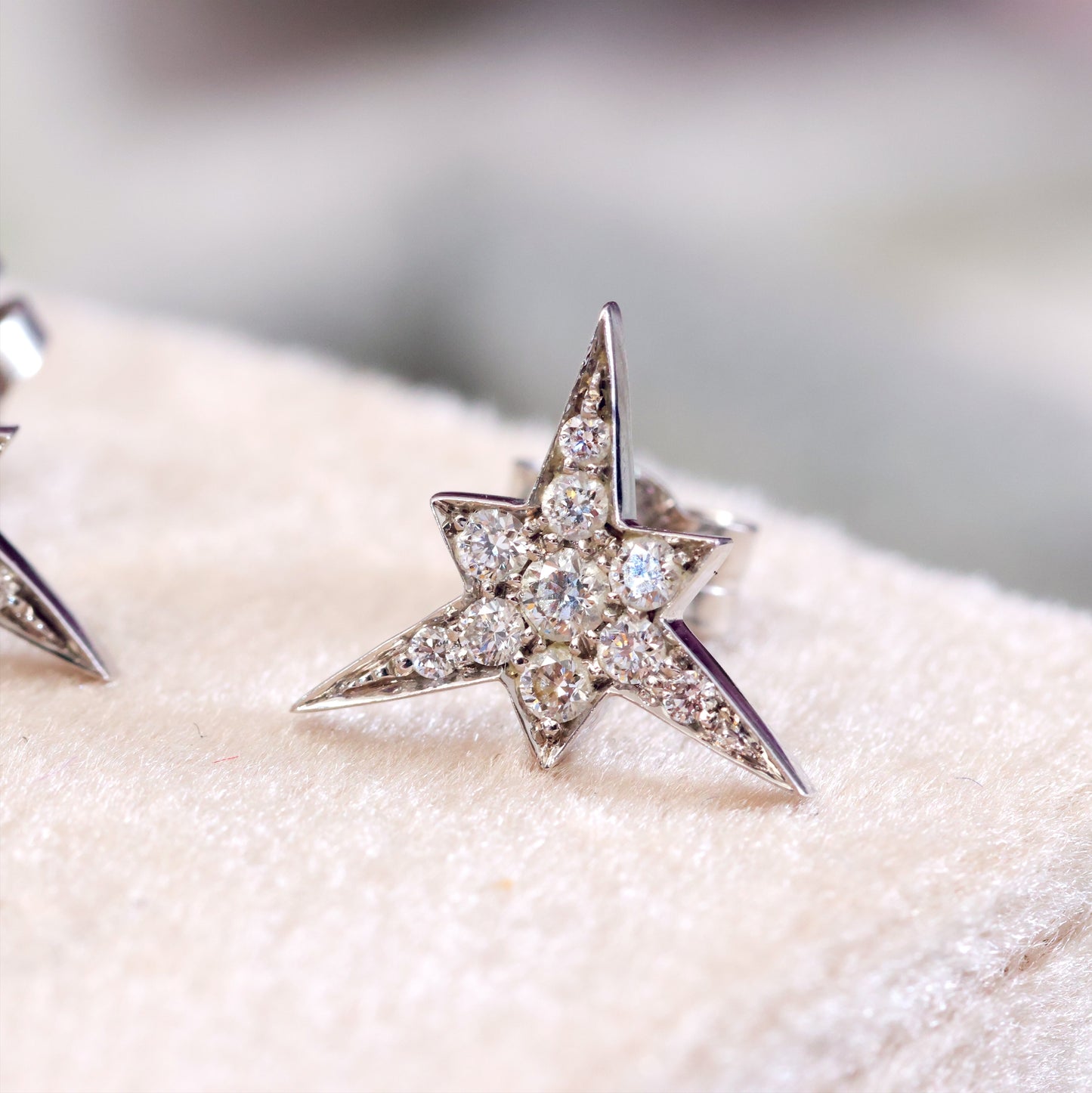 Vintage Diamond Sprinkled Starburst Stud Earrings