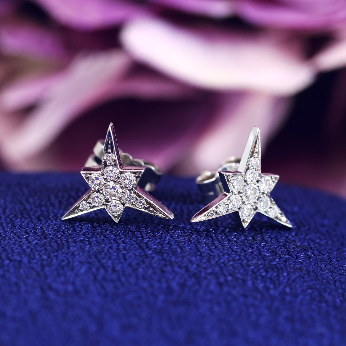 Vintage Diamond Sprinkled Starburst Stud Earrings