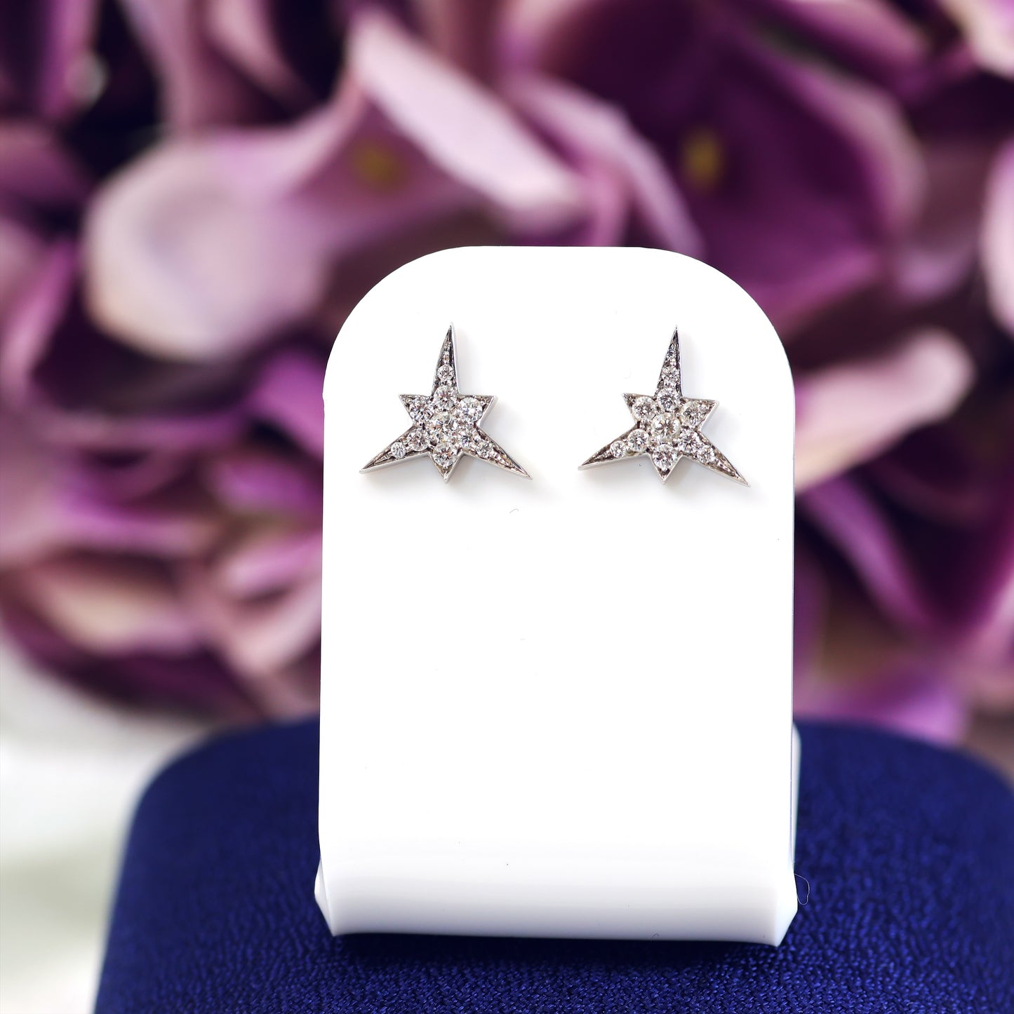 Vintage Diamond Sprinkled Starburst Stud Earrings