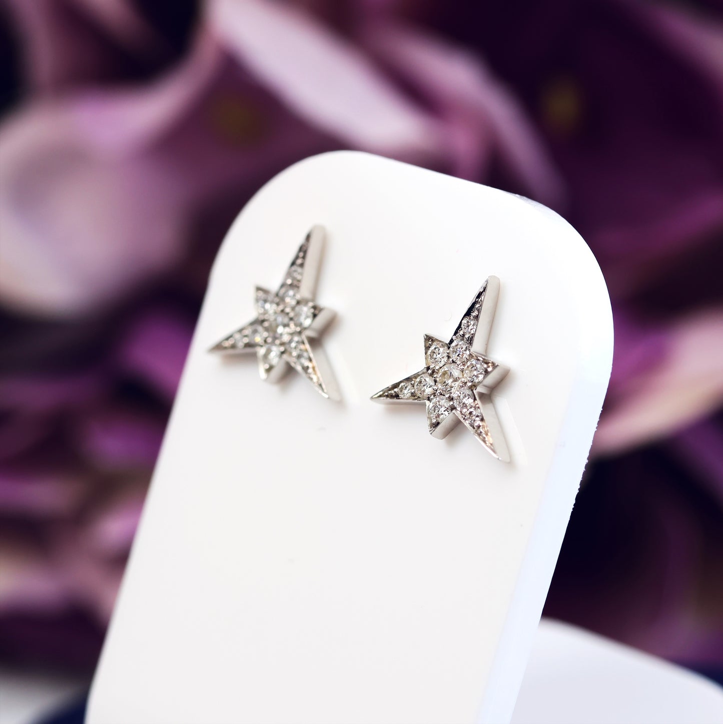 Vintage Diamond Sprinkled Starburst Stud Earrings