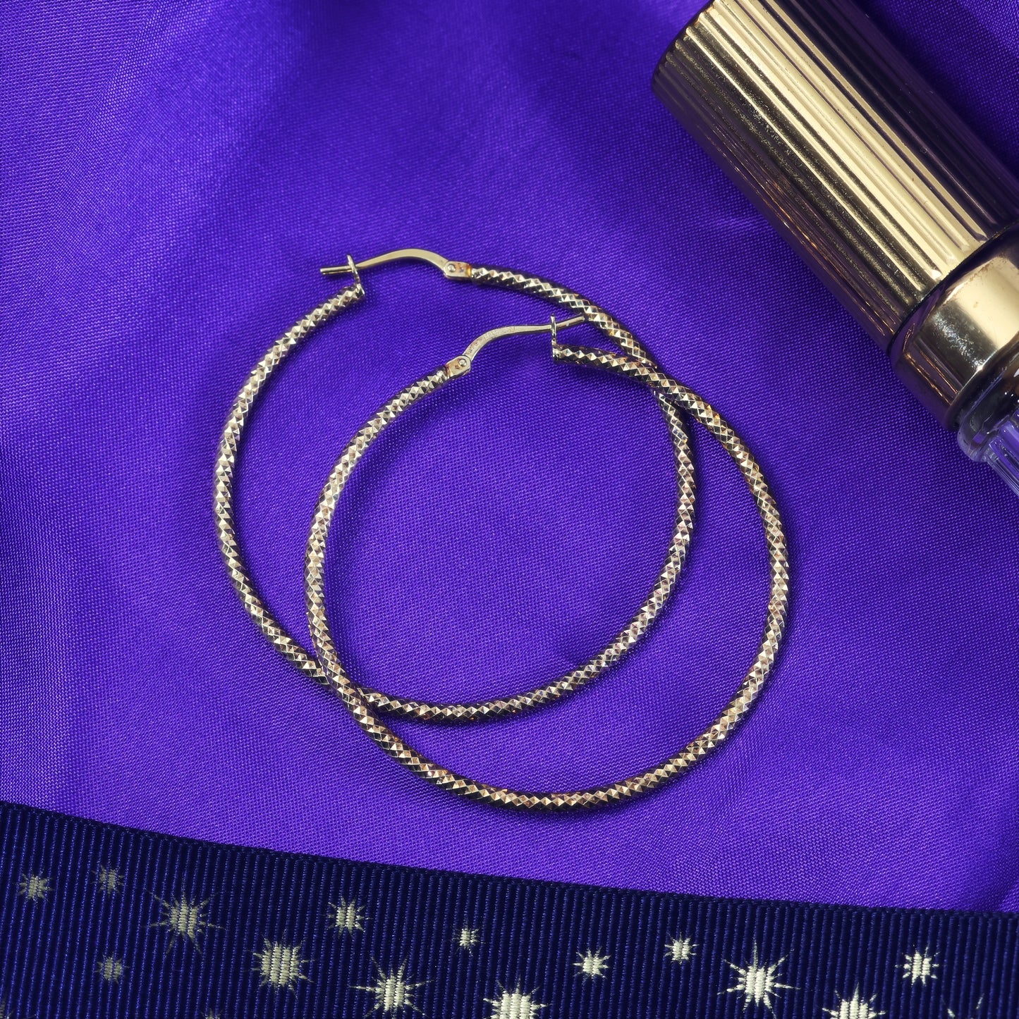 D200-VINTAGE-ITALIAN-9CT-GOLD-SILVER-GILT-HOOP-HOOPS-EARRING-EARRINGS