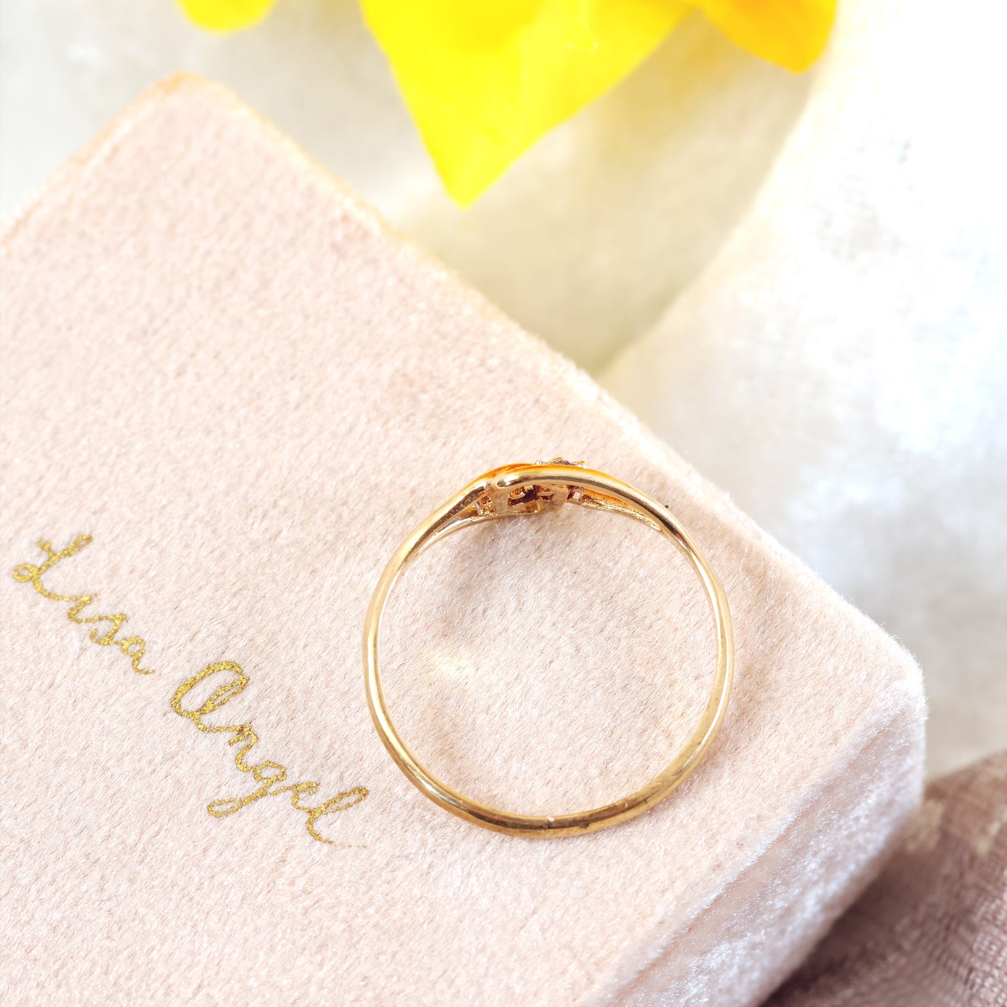 Vintage Date 1980 Modernist Diamond Gold Engagement Ring
