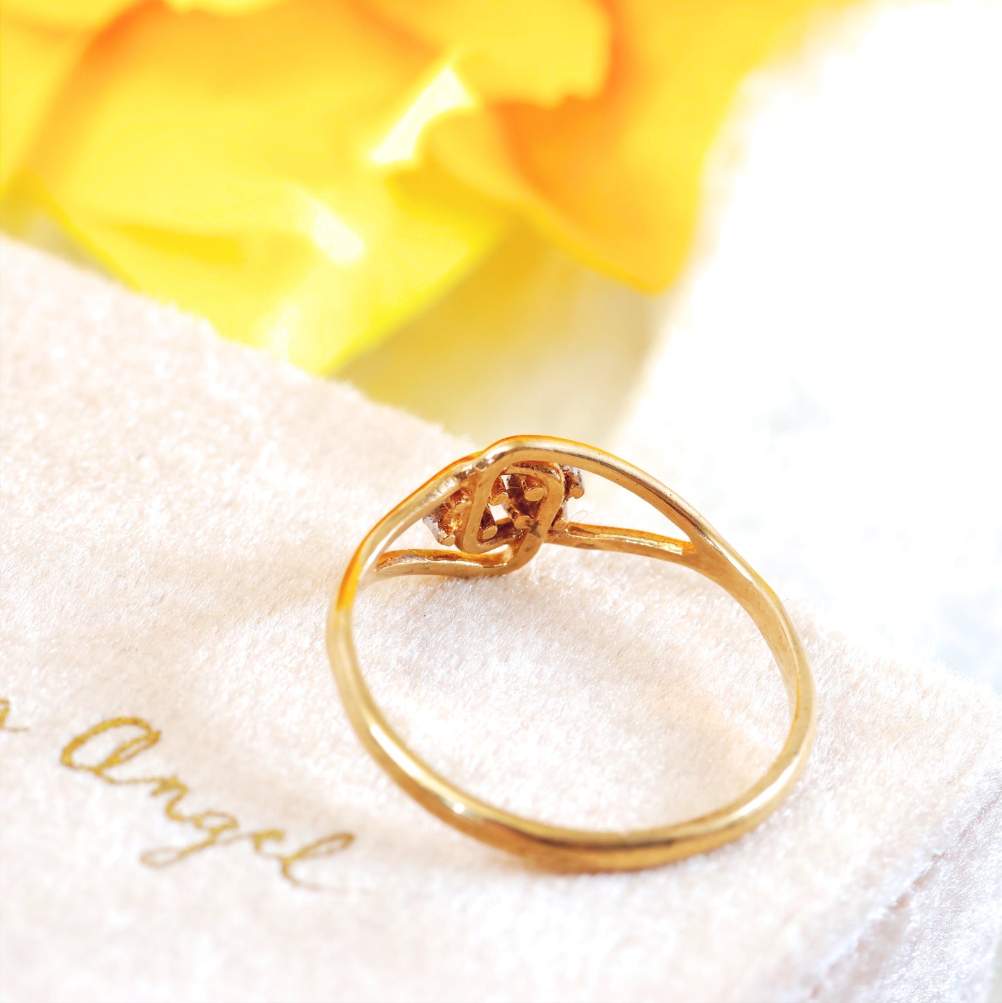 Vintage Date 1980 Modernist Diamond Gold Engagement Ring