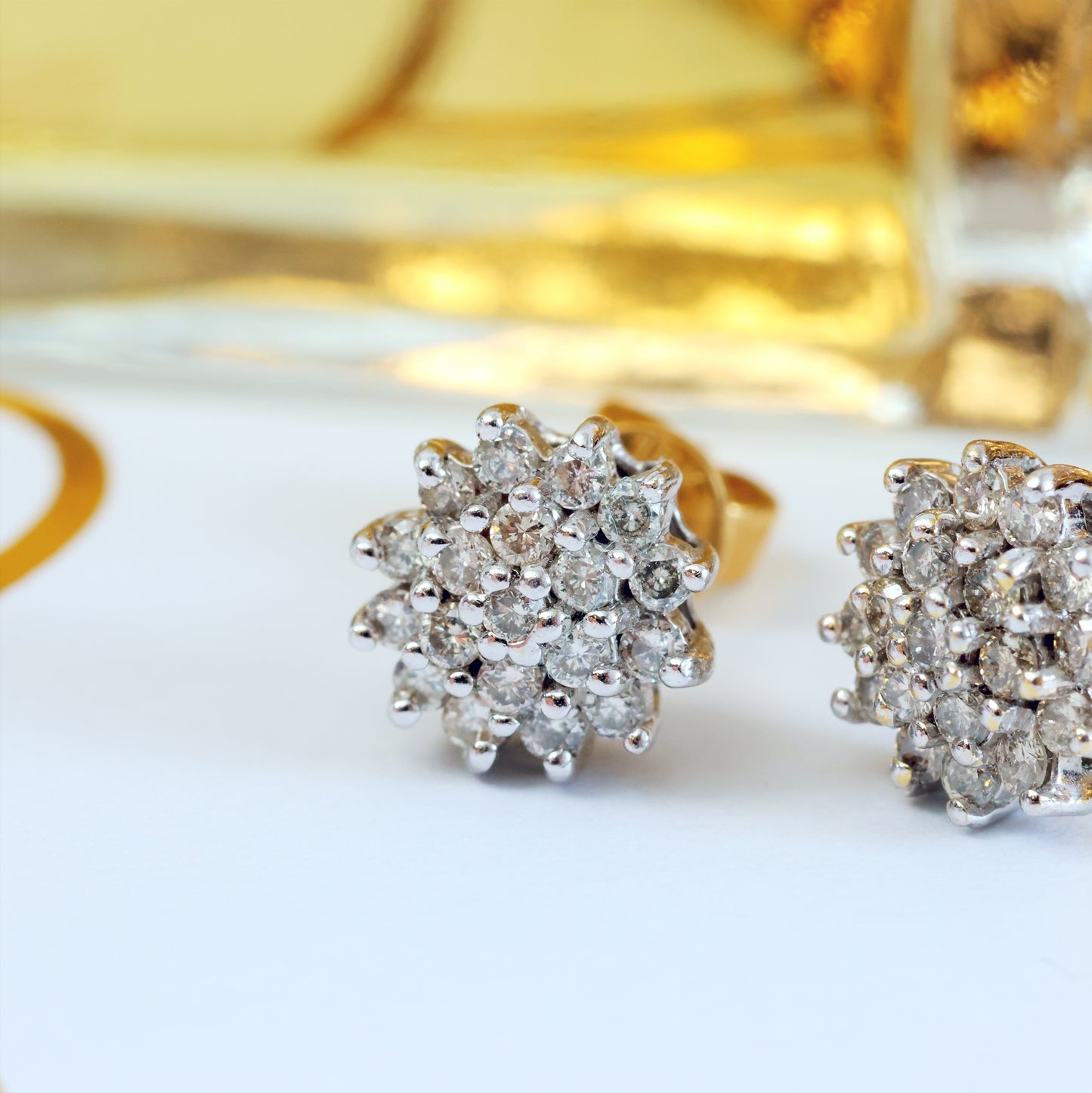 Glam Vintage Diamond Cluster Stud Earrings