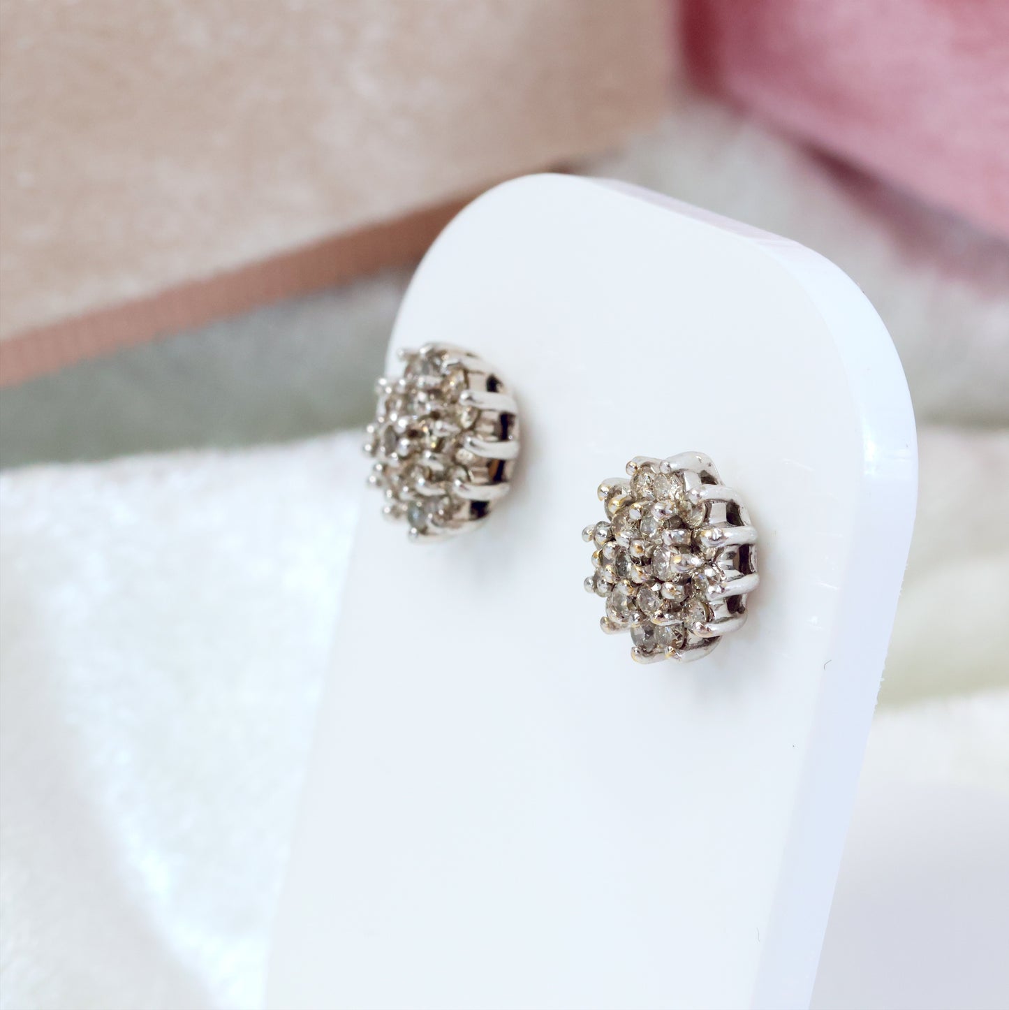 Glam Vintage Diamond Cluster Stud Earrings