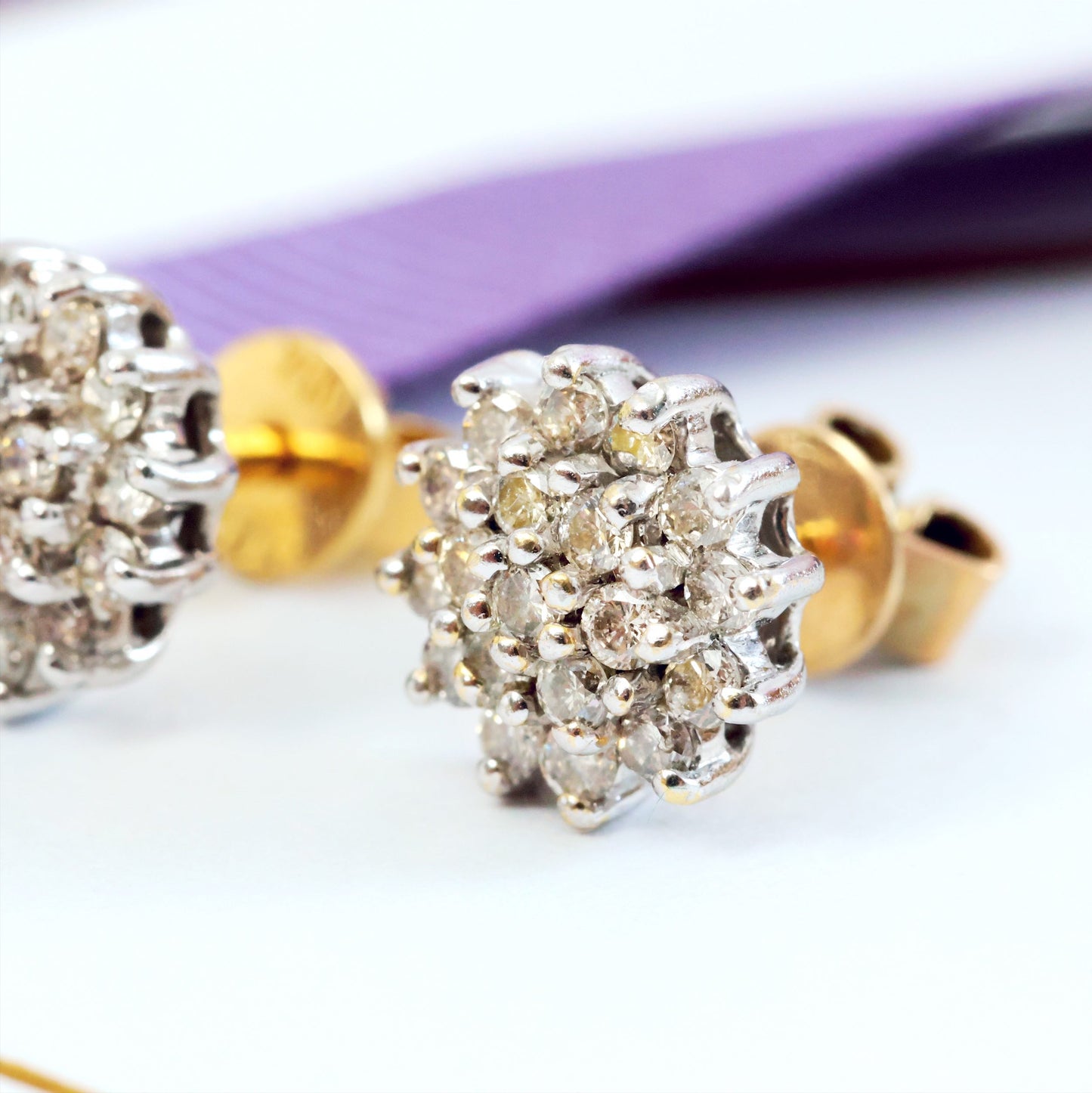 Glam Vintage Diamond Cluster Stud Earrings