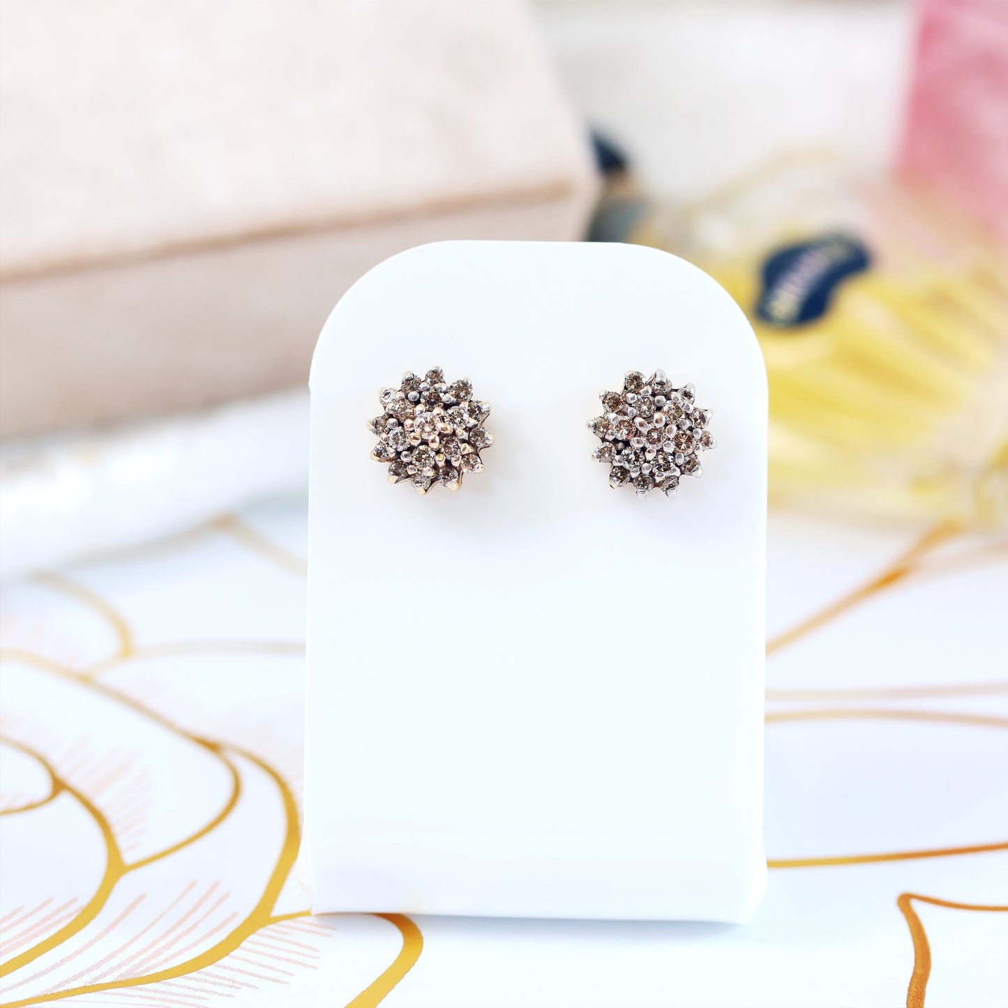 Vintage 1990's Diamond Cluster Earrings