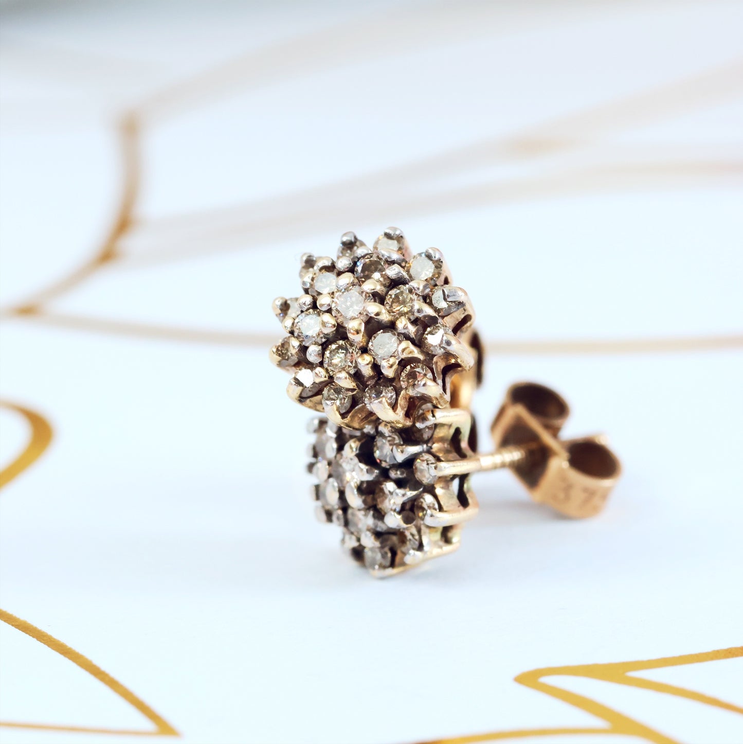 Vintage 1990's Diamond Cluster Earrings
