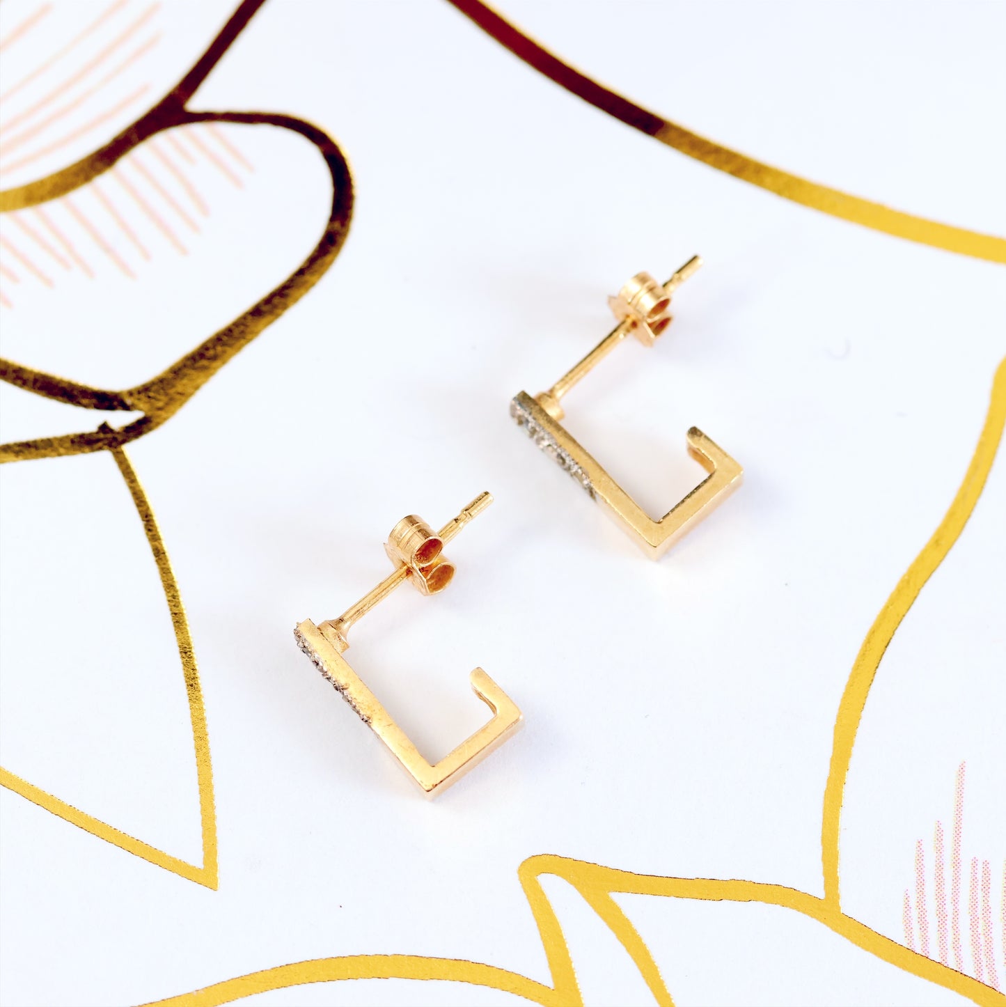 Date 1984 9ct Gold & Diamond Hoop Earrings