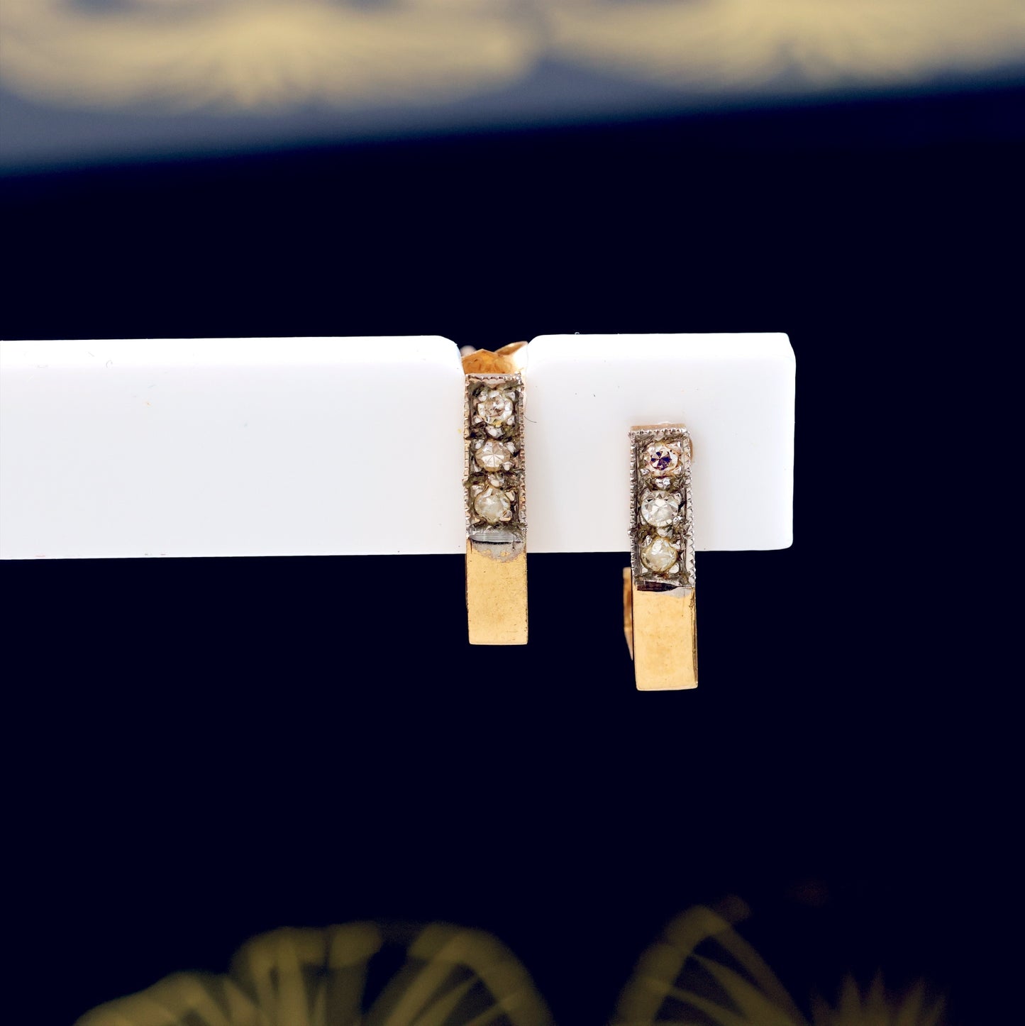 Date 1984 9ct Gold & Diamond Hoop Earrings