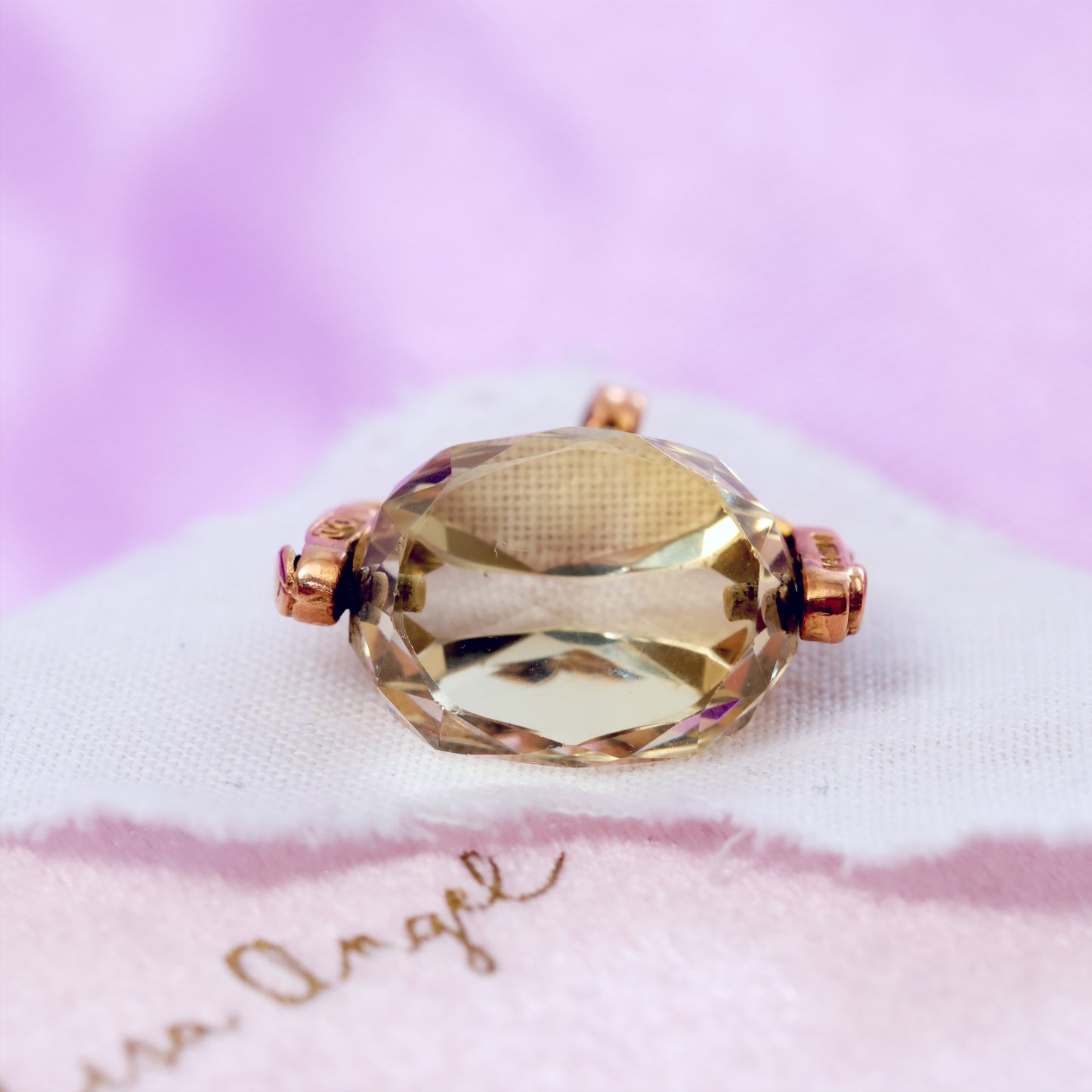 Date 1918 9ct Gold Citrine Swivel Pendant
