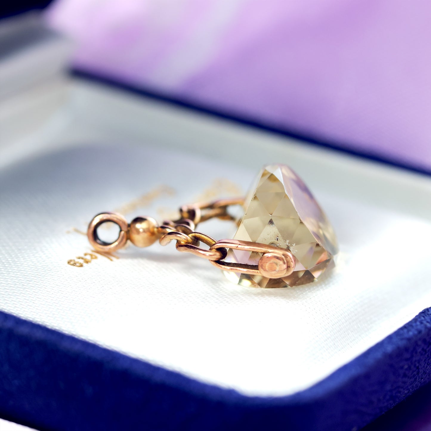 Date 1918 9ct Gold Citrine Swivel Pendant