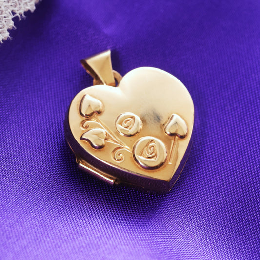 Darling Rose Embossed Gold Locket