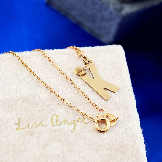 D128-VINTAGE-LETTER-K-PENDENT-GOLD-CHAIN-9CT-GOLD