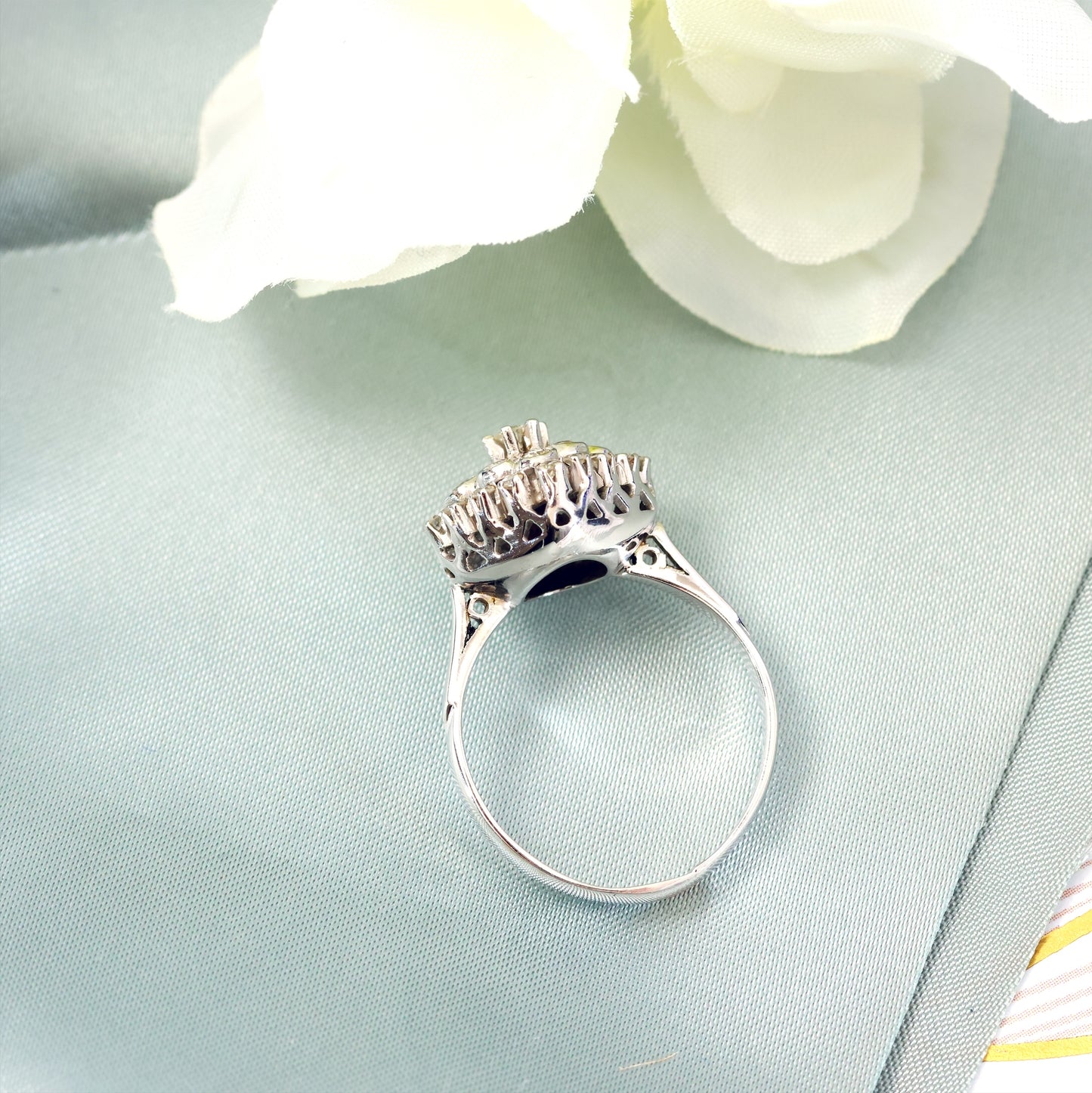 Fancy Vintage Diamond Cluster Dress Engagement Ring