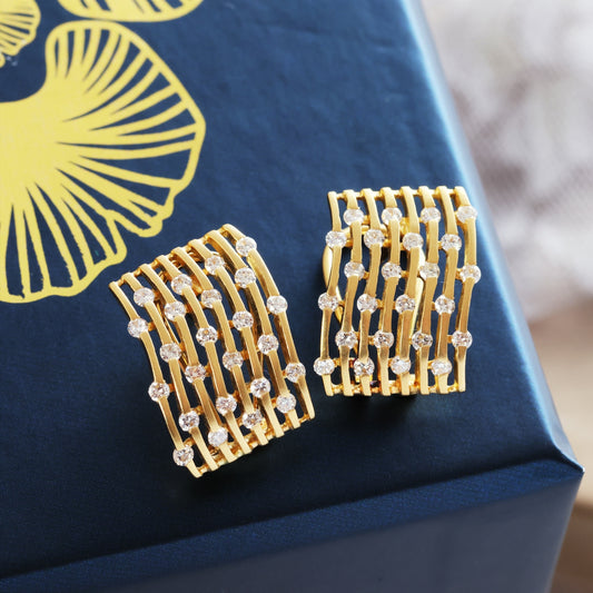 Retro Glam 1970's Diamond Earrings