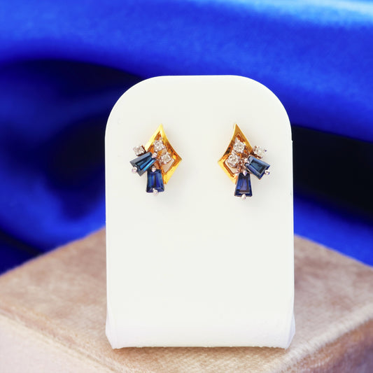 Retro Chic Sapphire & Diamond Earrings