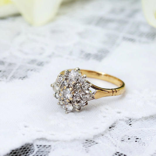 Vintage Date 1991 Diamond Cluster Engagement Ring