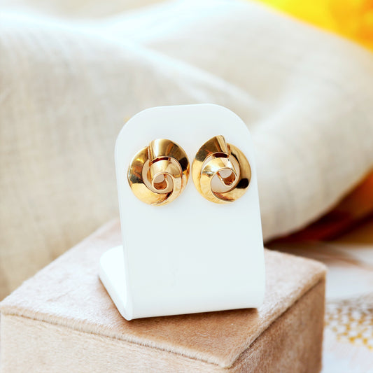 Vintage Date 1972 9ct Swirl Earrings