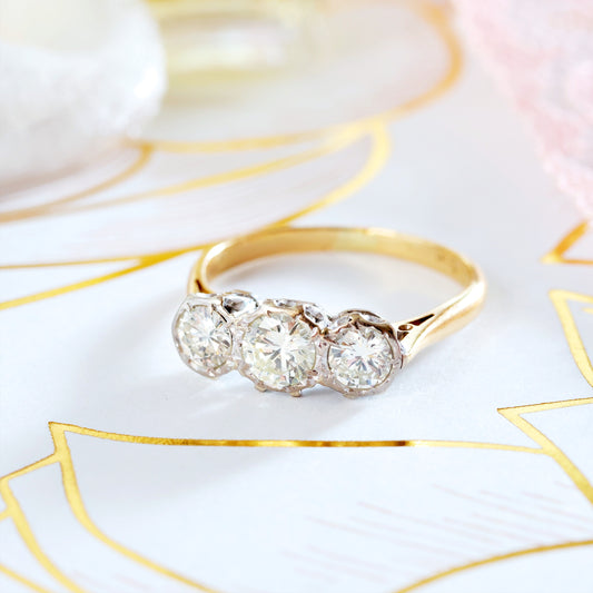 Vintage 1.10ct Diamond Trilogy Engagement Ring