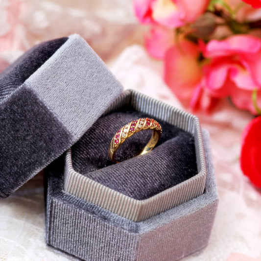 Vintage Date 1991 Ruby & Diamond Band Ring